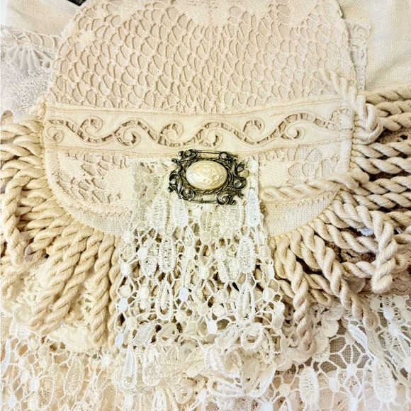Antique Lace Layered Shabby Chic Bag Ruffle Purse Crossbody Shoulder Adj Strap - Picture 6 of 12